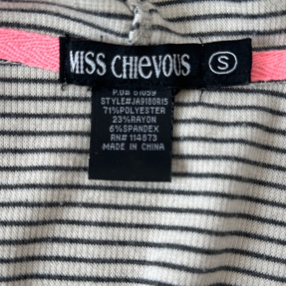 Miss Chievous Striped Gray and White Women's Pull Over Hoodie Size Small Casual - Picture 4 of 6